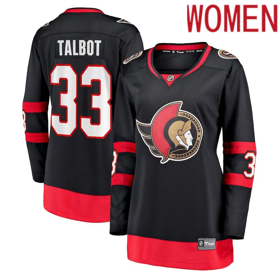 Women Ottawa Senators 33 Cam Talbot Fanatics Branded Black Home Breakaway Player NHL Jersey
